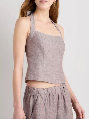 NWT 100% European Linen Halter Top XS